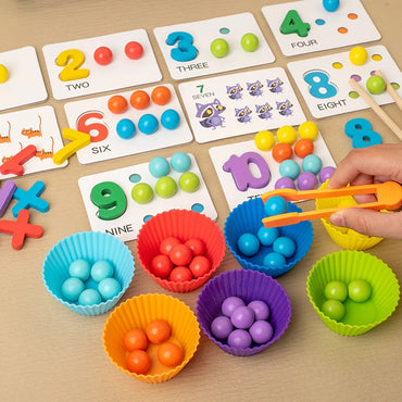 Montessori Wooden Clip Beads Sorting Toy | Fine Motor & Color Matching Learning Game