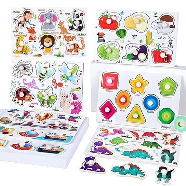 Montessori Wooden Alphabet & Number Puzzle Board | Early Cognition & Hand-Grip Learning Toy