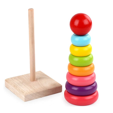 Montessori Wooden Rainbow Stacking Tower | Color Recognition & Fine Motor Learning Toy (1–3 Years)