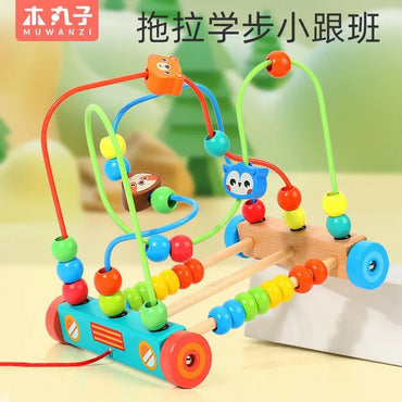 Montessori Wooden Ball Maze & Bead Stringing Toy | Hand–Eye Coordination & Brain Training Game (1–3 Years)