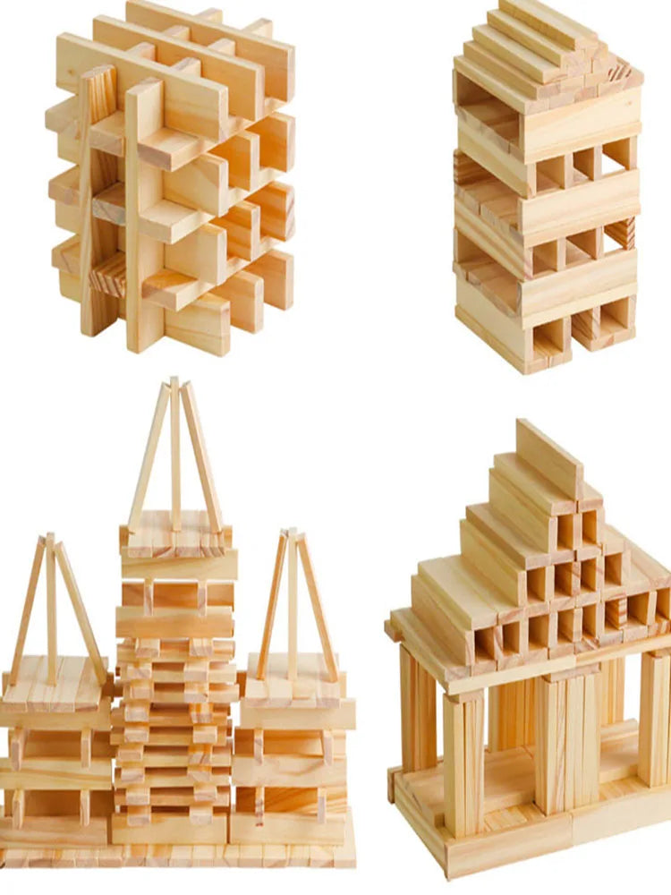 100pcs wooden chips, used for building block construction and DIY creative assembly