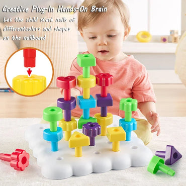 Montessori Peg Board & Gears Toy | Creative Threading & Color Cognition Learning Game (1–3 Years)